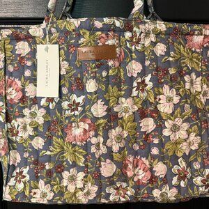 Laura Ashley Oversized Fabric Floral Tote Blue Pink